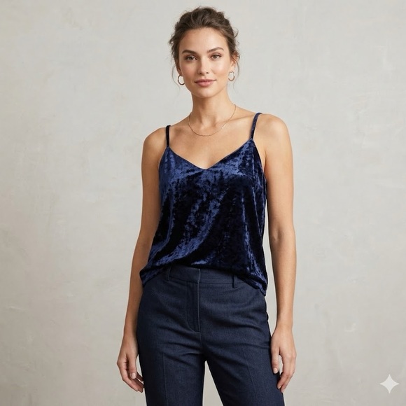 Monk and Lou Tops - Monk & Lou Navy Velvet Tank Top | Size Large